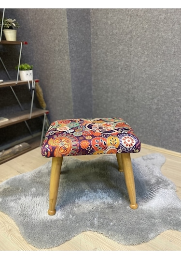 Trend Naturel Retro Ahşap Ayak Uzatma Pufu Makyaj Koltuğu Bench Tabure