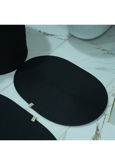 Zengin Supla Banyo Paspas Seti Siyah