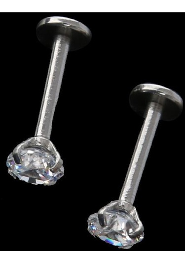 Suntek 2x Kristal Rhinestone Burun Yüzük Kemik Damızlık Gümüş