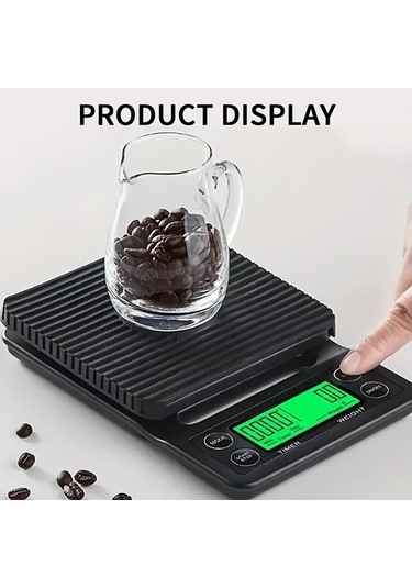 Oldfriend Yüksek Hassasiyetli Mini Çay Terazisi 0.1g Zamanlayıcılı Siyah Lühet Versiyon + Izgara Taban Siyah Yüksek Kalite Versiyon + Yalıtım Pedi