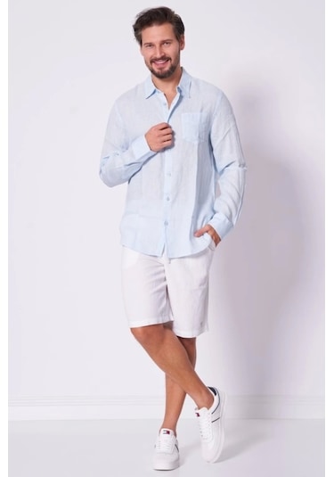 Guess Erkek Napa Keten Uzun Kollu Gömlek Çok Renkli