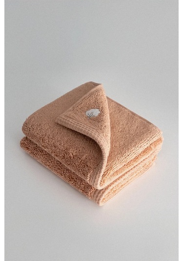 Ecocotton Pure Cotton Kahverengi Kelebek Bordürlü %100 Organik Pamuk 2'li El Havlusu Seti - 30 50 Cm Kahverengi