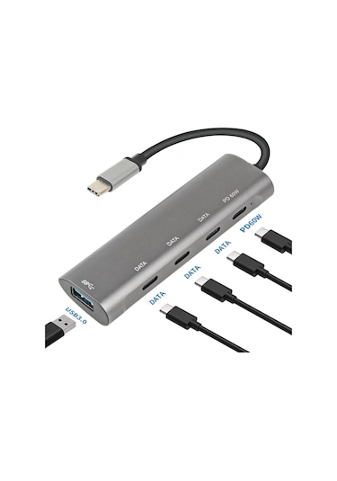 Daytona Fc25 5'li Usb Type-c Docking Station Giriş:usb Tip-c Çıkış:3 Tip-c+usb3.0+pd