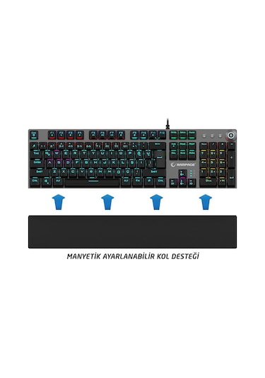 Rampage KB-R28 Blade Plus Red Switch Gökkuşağı Aydınlatmalı Mekanik Oyuncu Klavye