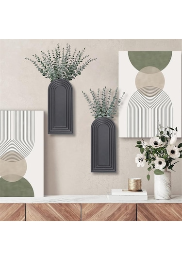 Paket Ahşap Duvar Vazo Seti Modern Çiftlik Evi Ve Boho Duvar Dekoru