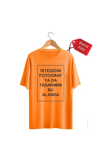 Kendin Tasarla T-shirt Kişiye Özel Tişört Baskılı Tshirt Turuncu