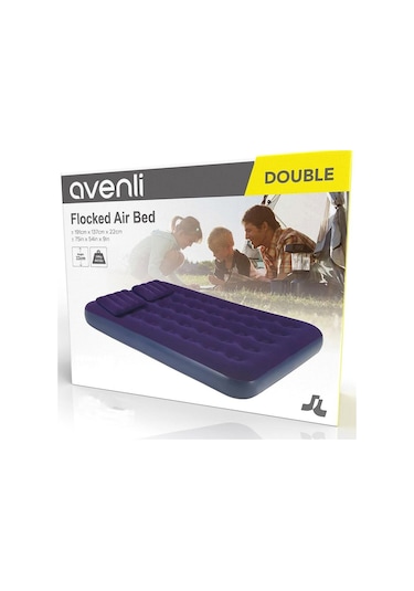 Avenli Floked Airbed Çift Kişilik 191cm 137cm 22cm Lacivert