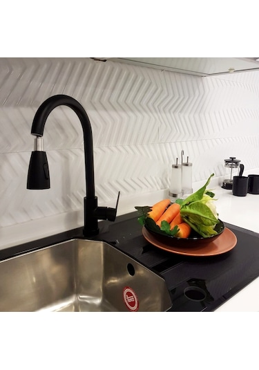 ON2 SPİRALLİ SİYAH MODERN MUTFAK - EVİYE BATARYASI