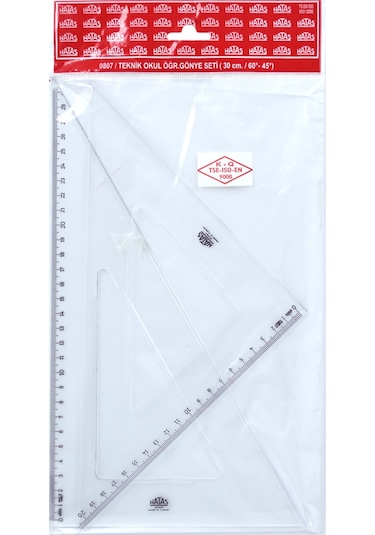 Hatas 0807 Teknik Okul Öğrenci Gönye Seti 30 CM /60-45 Derece