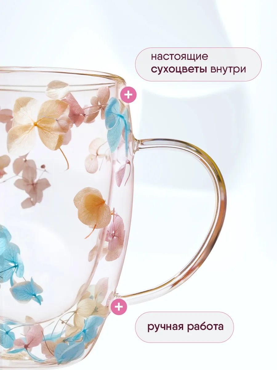 Joland Çift Duvarlı Çiçekli Kupa 241669290 Mavi