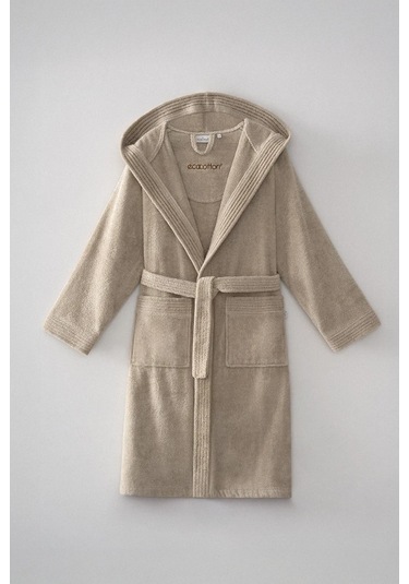 Ecocotton Ecosoft Organik Pamuk Bej "x-large" Yeni Kadın Bornoz Bej