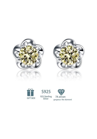 Sarı Tancise Klasik 925 Ayar Gümüş Pembe Sarı 7a Zirkon Küpe Damla Küpe Kadınlar İçin Düğün Parti Hediyeleri E