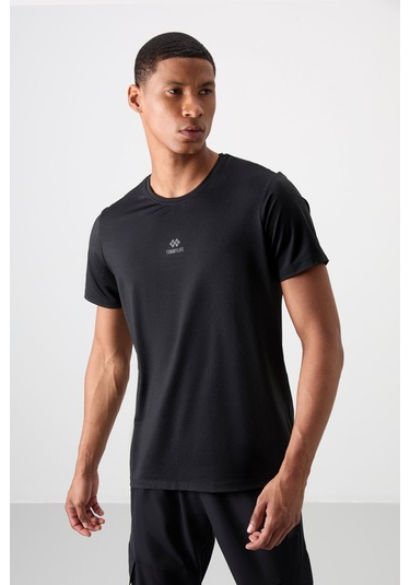 Tommy Life Siyah Polyester Dokulu İnce Esnek Standart Fit Erkek Performans T-shirt - 88387 001