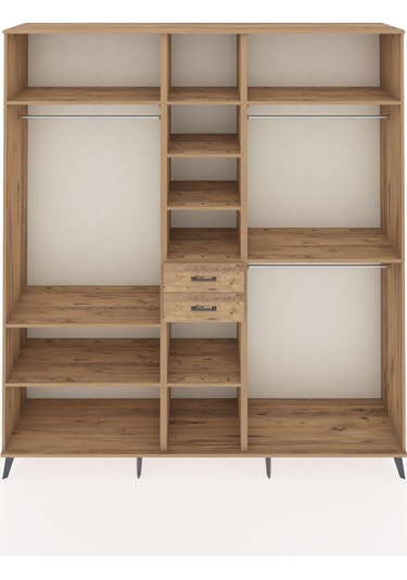 Hyperion Dolap 10 Raflı 2 Çekmeceli 3 Askılı 220x44x243 Çam-çam/çam Atlas Çam/atlas Çam