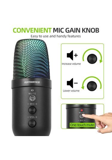 Profesyonel Kardioid Rgb Oyuncu Stüdyo Kablolu Podcast Mikrofonu