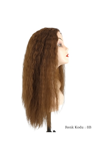 Peruk Ankara Fiber Sentetik Afro Su Dalgası Peruk Kumral No-8b