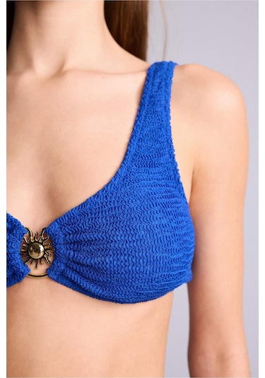 Defacto Regular Fıt Kırışık Dokulu Sax Mavi Bikini Üstü E0206ax26smbe114 Mavi-be114