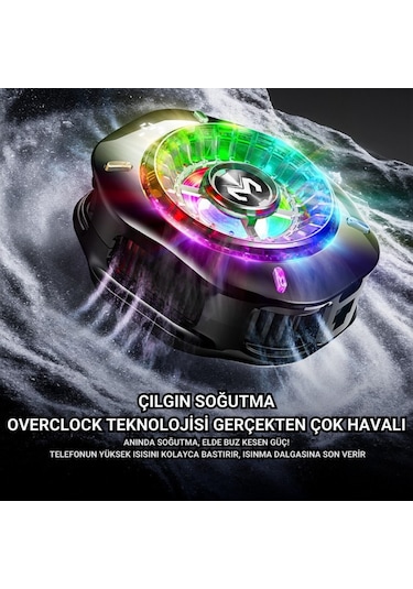Polham Magsafe Ve Klipsli Süper Hızlı Telefon Soğutucu 5000rpm, Rgb Led, Dijital Isı Göstergeli