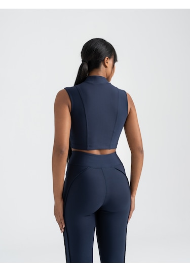 Dikişle Modellenmiş Spor Tayt Lacivert