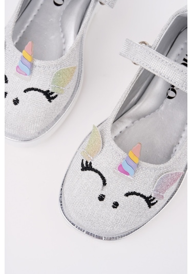 Muggo Paty Cırtlı Ve Simli Günlük Kız Çocuk Babet Gümüş