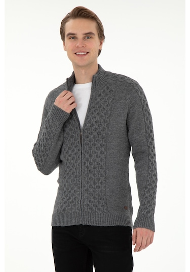 U.s. Polo Assn. Erkek Gri Melanj Hırka Triko 50294136-vr086 Gri Melanj