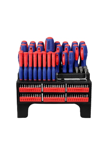 Workpro Wp200560 100 Parça Duvar Askı Aparatlı Profesyonel Cr-v Manyetik Tornavida Ve Bits Uç Seti