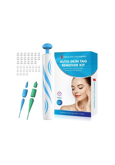 Siğil Sökücü Cilt Etiketi Temizleme Kalemi, Benleri Kaldırmak İçin Onarım Etiketli Set - Mavi Beyaz