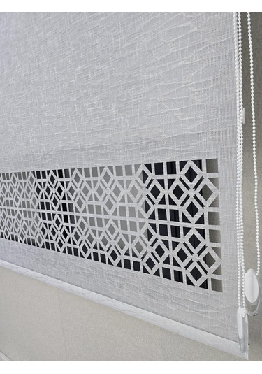 Bbb Keten Kumaşlı Lazer Kesim Tül Stor Perde Mlt1004 Gri