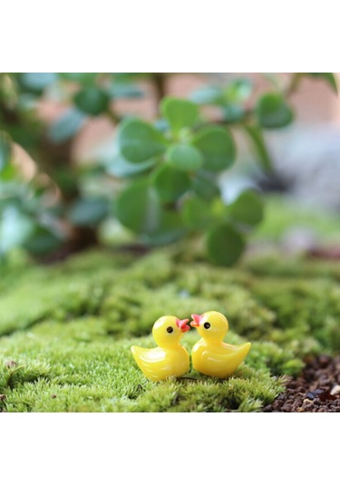 Sones Adet Mini Bebek Evi Aksesuarları Reçine Üç Boyutlu Küçük Sarı Ördek Bitki Dekorasyonu