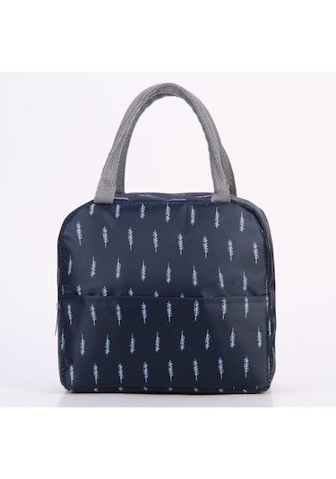 Yeiuyi7 Baskılı Desen Yalıtım Öğle Yemeği Çantası Koyu Mavi
