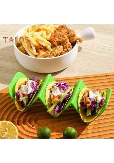 Yeşil Gözleme Standı Dalgalı Geniş Uygulamalar Anti-pas Yeniden Kullanılabilir Bulaşık Makinesi Izgara Güvenli Taco Standı Ev Gereçleri