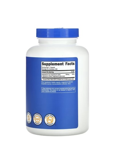 Nutricost, Magnesium Oxide , Citrate , Glycinate Complex 500 Mg 240 Caps