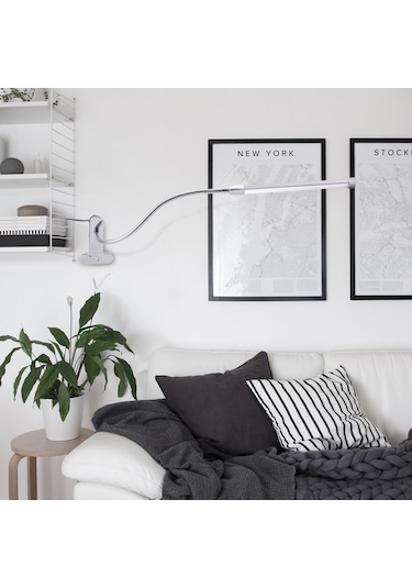 Yunboo 10w Monokrom Işıklı Şarjlı Sürekli Dimmable Klemli Lamba - Dormoda Yatak Odası Kitap Okuma Işığı Parlak Gümüş Gümüş