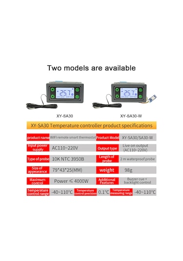 Geeroyoo 30a Röleli Akıllı Sıcaklık Kontrolcüsü, -40 C/+110 C Hassasiyet, Lcd Görüntü, Kesinti Belleği, Isıtma/soğutma Modları - Xy-sa30