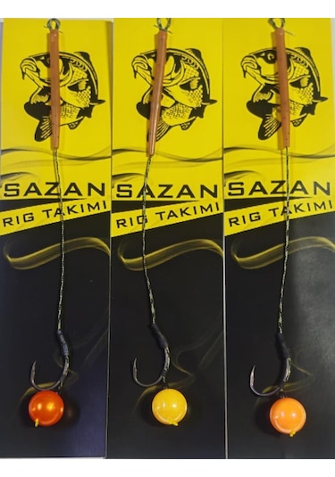 Hazır Yüzen Sazan Rig Takımı Yuvarlak Boncuklu 12 Mm 3 Lü Paket