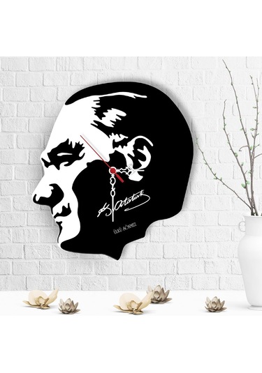 Kişiye Özel Atatürk Tasarımlı Ahşap Duvar Saati - 6 Çok Renkli