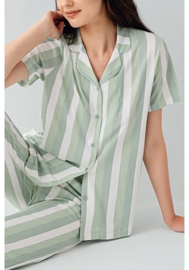 Arnetta Kadın Yeşil Gömlek Pijama Takım Ar3589-s-v1 Yeşil