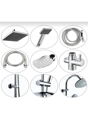 Byka Siyah Başlıklı Kaliteli Robot Kare Duş Sistemi Çok Fonksiyon Siyah