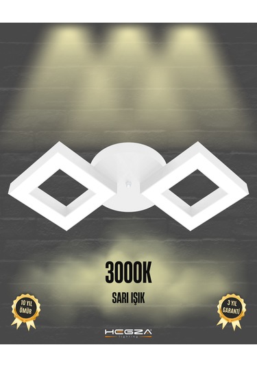 Alato Beyaz Kasa, Sarı Işık Modern Plafonyer Led Avize Beyaz