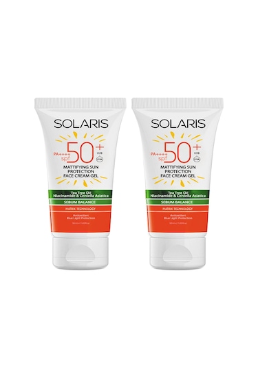 Solaris Yağlı Ciltler İçin Koruyucu ve Maylaştırıcı Jel Yüz Kremi SPF50+ 2 x 50 ML