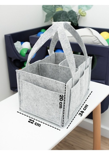 Yunusoğlu Home Anne Bebek Keçe Bakım Çantası Yenidoğan İçin Organizer Düzenleyici Çok Amaçlı Gri