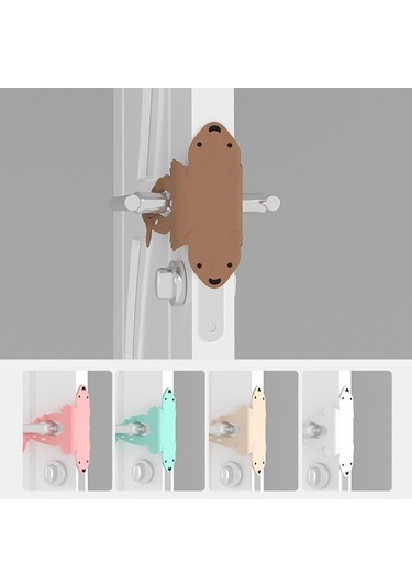 Sones Karikatür Ayı Yatak Odası Kapısı Sessiz Kilit Kapalı Kapı Çarpışma Önleyici Koruma Yastığı Pembe