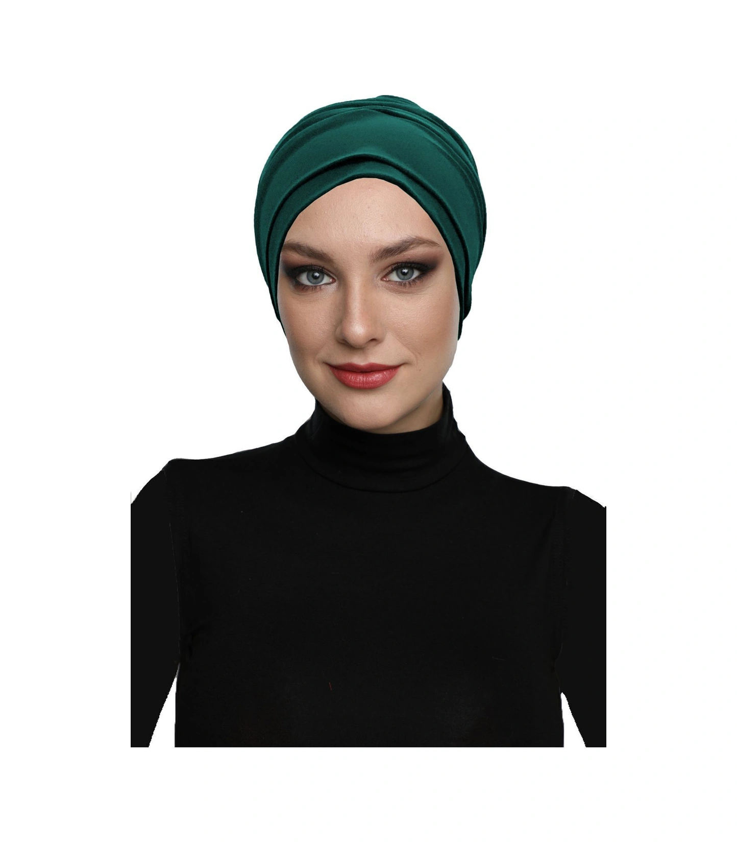 Çift Katlı Astarlı Yeşil Hazır Türban Tesettür Dış Ve Havuz Bonesi Hürrem