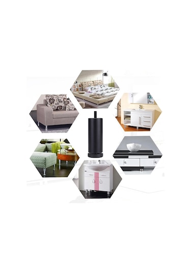 Suntek Magideal 4 Adet Alüminyum Alaşımlı Mobilya Ayakları Siyah-15cm