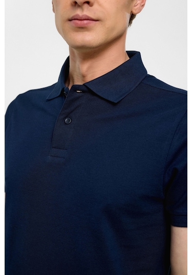SÜVARİ Lacivert Slim Düz Polo Yaka Tişört