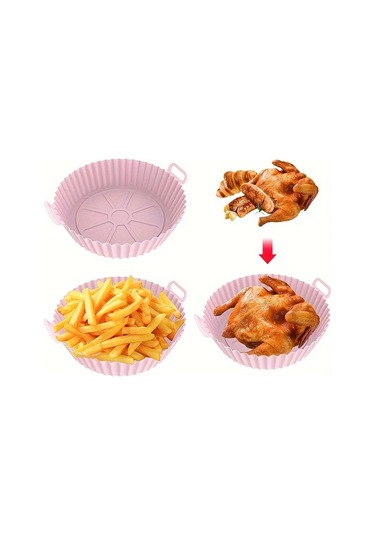 Xuweiwei 1 Adet Pembe Hava Fritözü Silikon Tencere Yapışmaz Sepet Aksesuarı 3 5 Qt Pembe