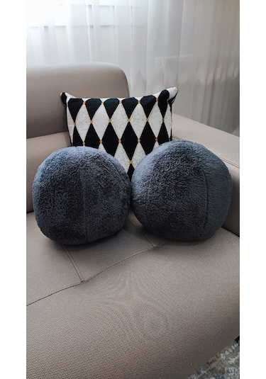 2' Li Top Kırlent / Yastık Büyük Antrasit