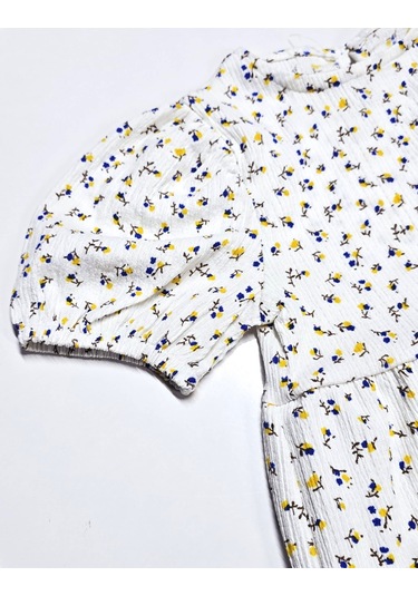 Çiçekli Kız Çocuk Yazlık Elbise St08993 KREM