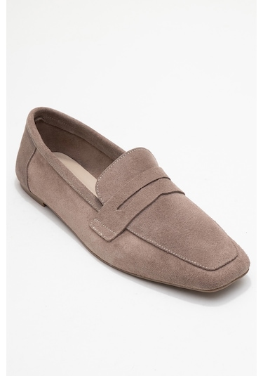 Luvishoes Luvi Shoes Morne Vizon Süet Hakiki Deri Kadın Loafer Ayakkabı Vizon
