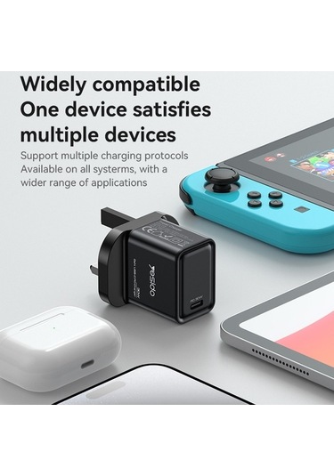 Tongxida Yesıdo Yc82 Pd 30w Hızlı Şarj Güç Adaptörü Type-c Tek Bağlantı Noktalı Gan Duvar Şarj Cihazı Siyah Mobil Cihazlar İçi Siyah